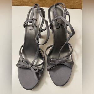 Sam & Libby Satin Silver Grey Strappy Heels Women Sz 7.5